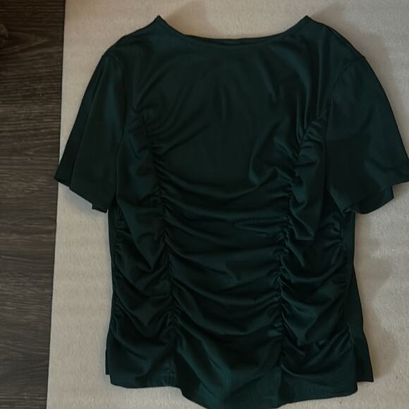 SHEIN Green Ruched Front Short Sleeve Crewneck Top XL  Corporate Siren Casual - Picture 5 of 9